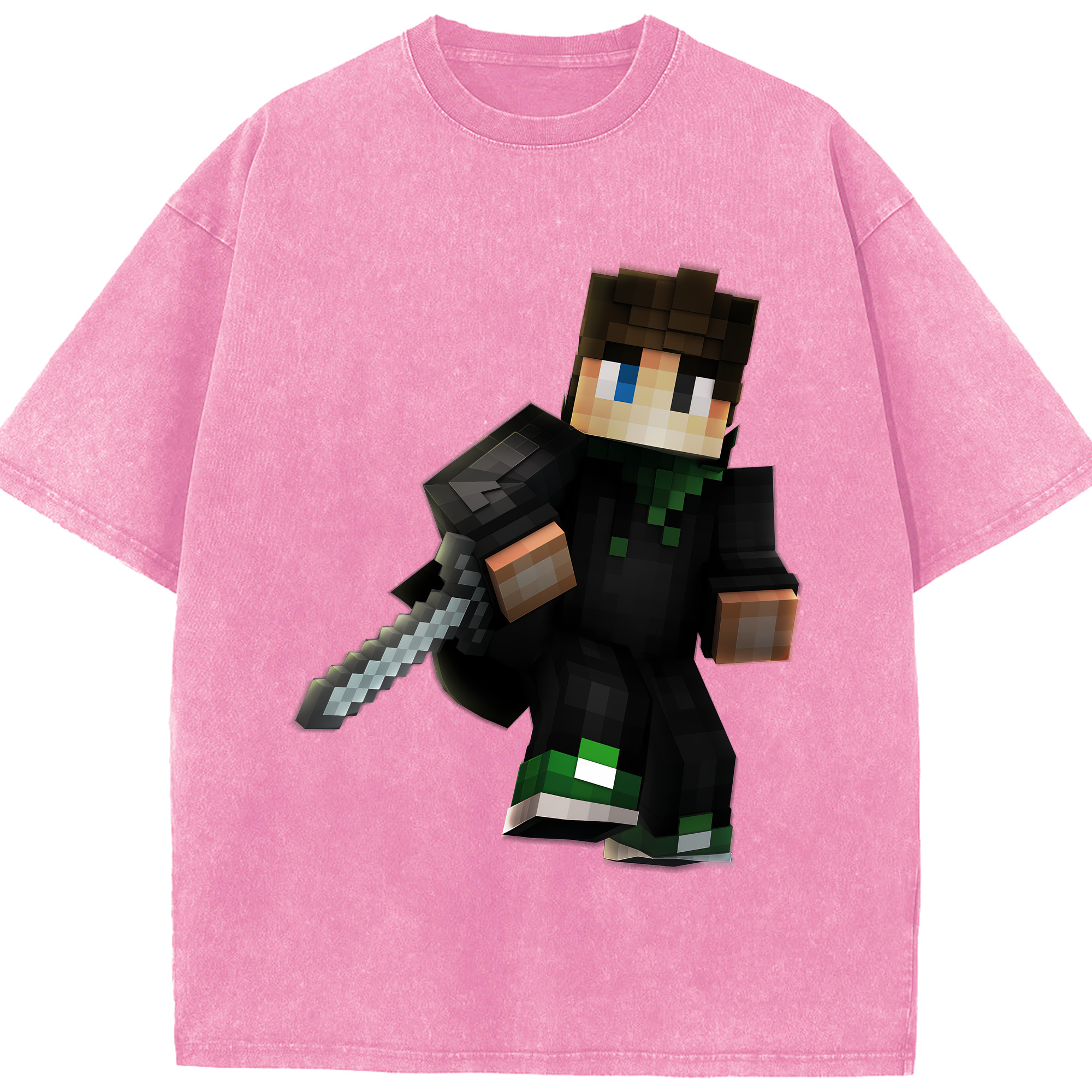 （画像用） マインクラフト ブロックの世界 Minecraft MC Block world 綿100% ヴィンテージ風 半袖Tシャツ（フロントプリント）